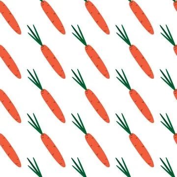 Ripe Carrot Seamless pattern in doodle style in trendy shades. Healthy Food Stock Illustration