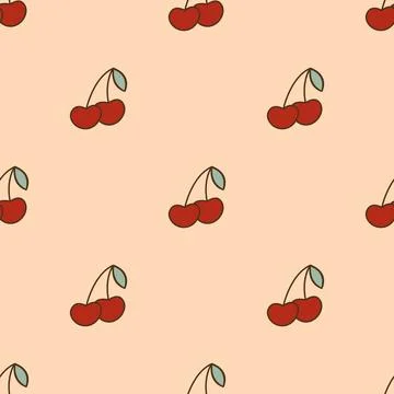Ripe cherries on beige background Ilustración de archivo