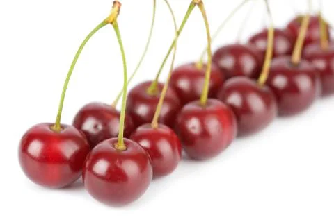 Ripe cherries isolated Stock Photos