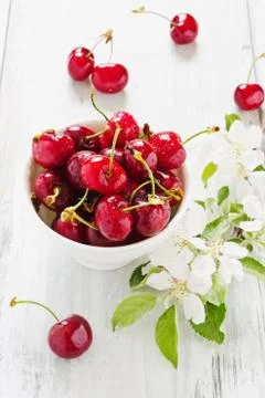 Ripe cherries Stock Photos