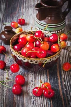 Ripe cherries Stock Photos
