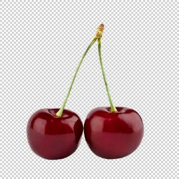 Ripe cherries on a transparent background. Stock Illustration