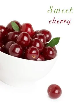 Ripe cherry in bowl Foto stock