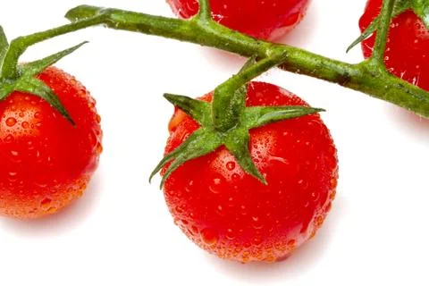 Ripe cherry tomatoes on white background 스톡 사진
