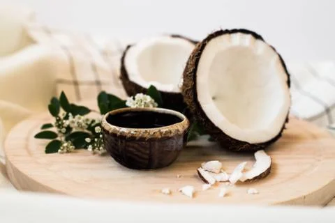 Ripe coconut on white background Stock Photos