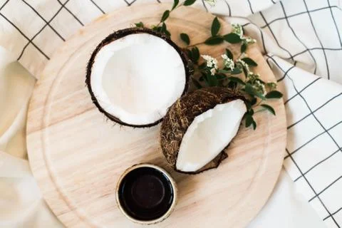 Ripe coconut on white background Stock Photos