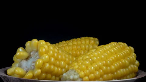 Ripe corn on a plate close-up. Stock Footage 199680669