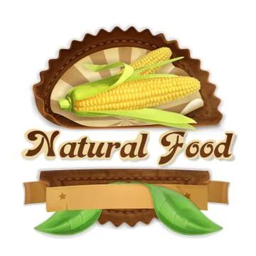 Ripe corn, vector label design Stock Illustration