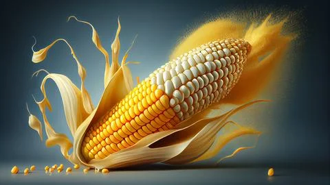 Ripe corn on a white background. 3d illustration. Stock Illustration