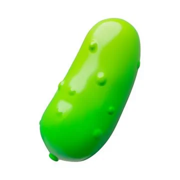 Ripe cucumber 3D plastic style vector icon, volume fresh green vegetable, salad Stock Illustration