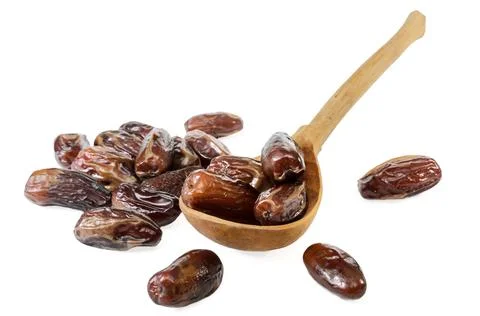 Ripe dates on white background with soft shadow Stock Photos