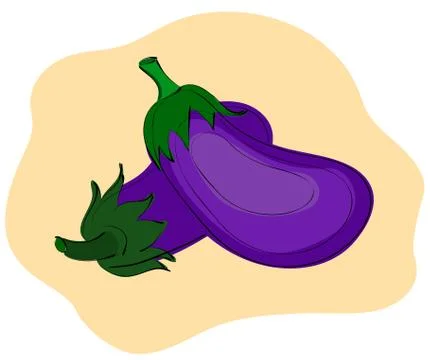 Ripe eggplant on a beige background. Vector illustration. Stock Illustration