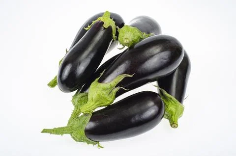 Ripe eggplant on white background. Studio Photo Stock Photos