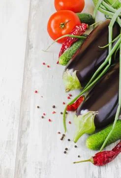 Ripe eggplants Stock Photos