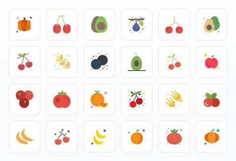 Ripe Essential Vector Set including 24 Editable Flat 256x256 Icons Illustrazione stock