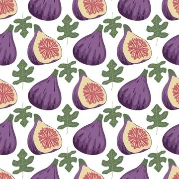 Ripe fig fruits seamless pattern イラスト素材