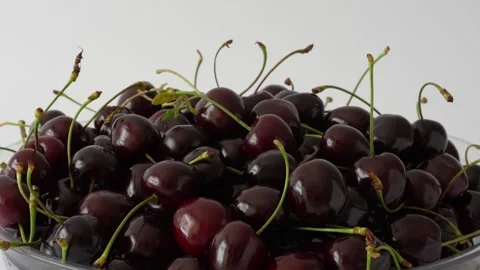 Ripe fresh dark red sweet cherries Stock Footage 337350107
