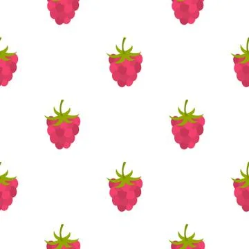 Ripe fresh raspberry pattern flat Stockillustratie