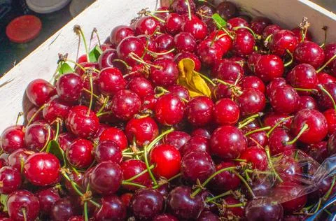 Ripe fresh red cherry pattern background Stock Photos