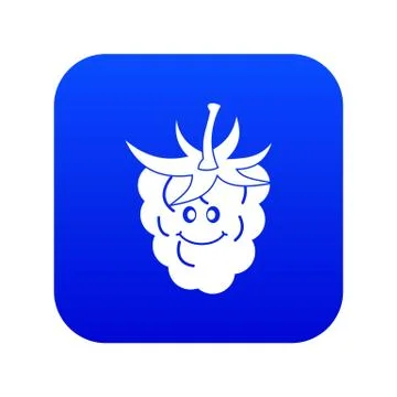 Ripe fresh smiling raspberry icon digital blue Illustrazione stock