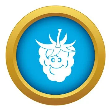 Ripe fresh smiling raspberry icon blue vector isolated Illustrazione stock