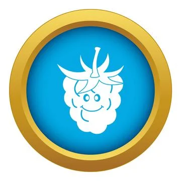 Ripe fresh smiling raspberry icon blue isolated Illustrazione stock