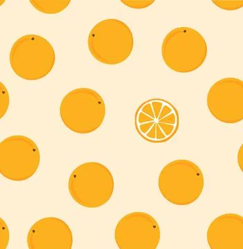 Ripe fruit on a plain pattern. Mandarin. Seamless vector texture with mandarin Stock Illustration
