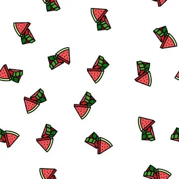 Ripe fruit watermelon vector seamless pattern イラスト素材