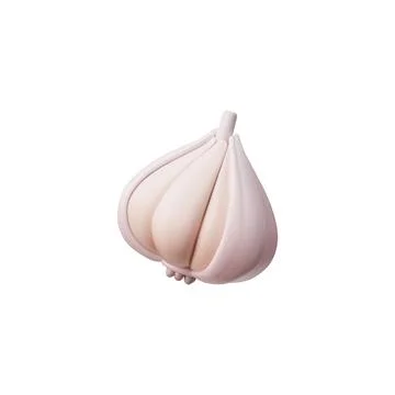 Ripe garlic head 3D vector icon, spicy food, organic fragrant condiment Illustration