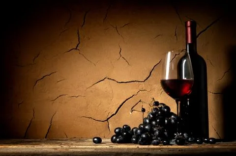 Ripe grape and wine Stock Photos