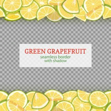 Ripe grapefruit fruit horizontal seamless borders. Vector illustration card Stock Illustration