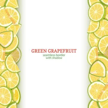 Ripe grapefruit fruit vertical seamless borders. Vector illustration card Stock Illustration