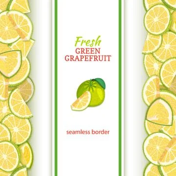 Ripe grapefruit fruit vertical seamless borders. Vector illustration card Illustrazione stock