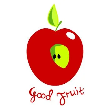 Ripe half-eaten Apple. Vector illustration with calligraphic inscription hand Illustrazione stock