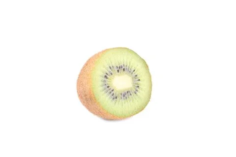 Ripe half of kiwi fruit isolated on white background Stock Photos