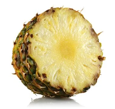 Ripe half pineapple fruit isolated on white Stock Photos