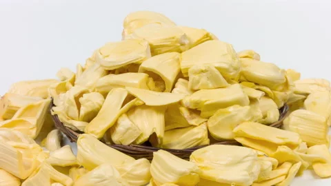 Ripe Jackfruit isolated on white background. Close up rotation. Stock-Footage 90876329