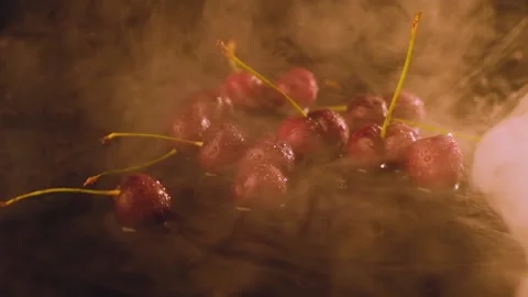 Ripe juicy cherries in clouds Stock Footage 147090810
