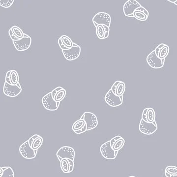 Ripe juicy coconut line vector seamless pattern Stock Illustration