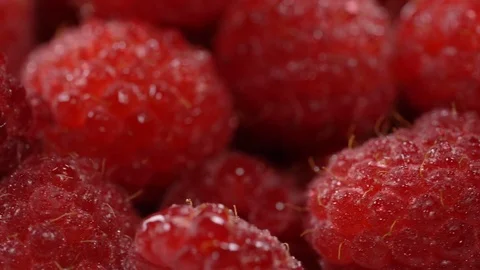 Ripe juicy raspberry rotates Video stock 77805505