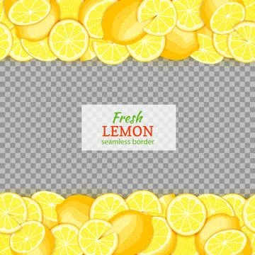 Ripe lemon fruit horizontal seamless borders. Vector illustration Illustrazione stock