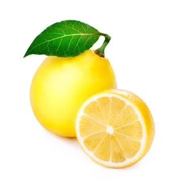 Ripe lemon with leaf Stock Photos