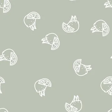 Ripe lemon line vector seamless pattern イラスト素材
