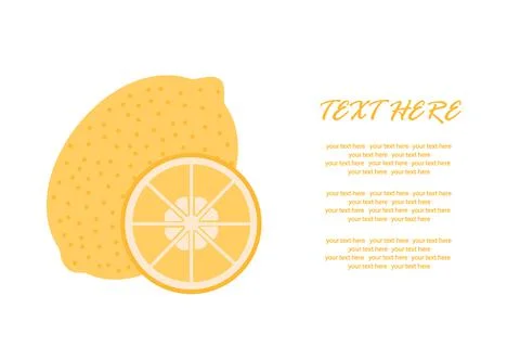 Ripe lemon with a slice in a cut on an isolated background for an inscription Stock Illustration