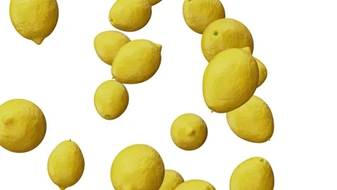 Ripe lemons falling from the top rendered in UHD Stock Footage 266089505