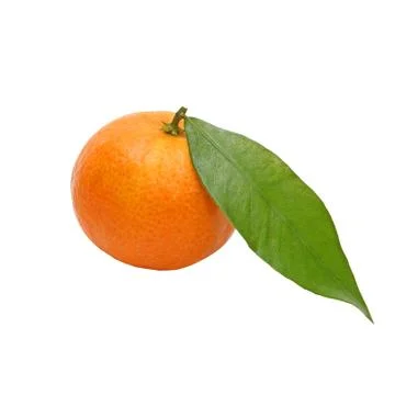 Ripe mandarin with green leaf.isolated. Stock Photos