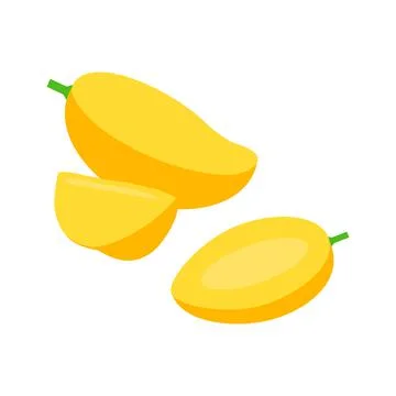 Ripe Mango cut pieces vector illustration isolated on white background Stock Illustration