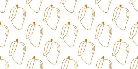 Ripe mango hand drawn seamless pattern Ilustración de archivo