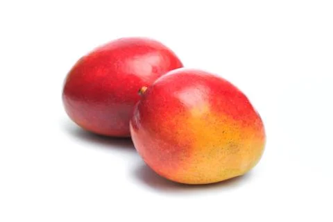 Ripe mango isolated on white. Mango Clipping Path Stock Photos
