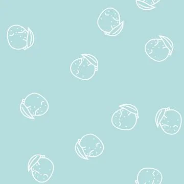 Ripe mango leaf line seamless pattern Stock Illustration